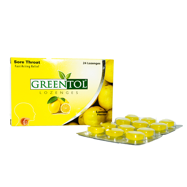 Greentol Lozenges [Lemon] 24'S - Mexoimpex Available at Online Family Pharmacy Qatar Doha