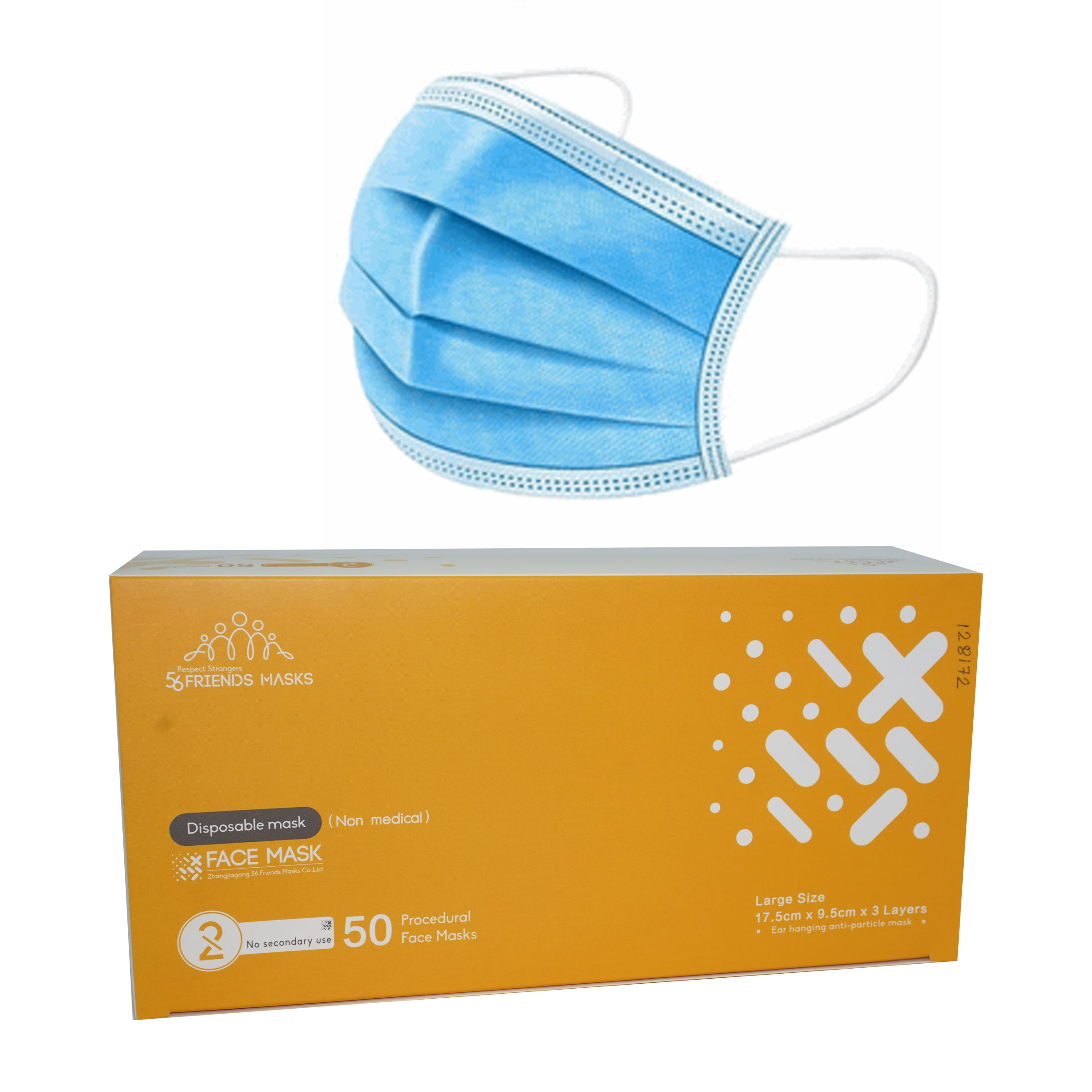 Face Mask 3 Ply Earloop 50.s Blue [mx-lrd] product available at family pharmacy online buy now at qatar doha