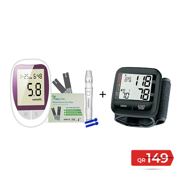 Bp Monitor Wrist & Sugar Monitor-healthx -offer Available at Online Family Pharmacy Qatar Doha
