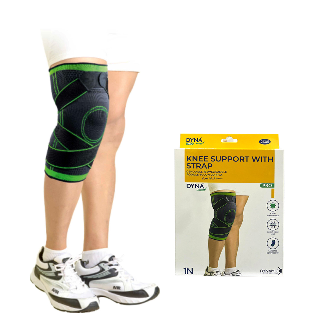 Knee Support With Strap Grey/green (xl) -dyna Pro Available at Online Family Pharmacy Qatar Doha