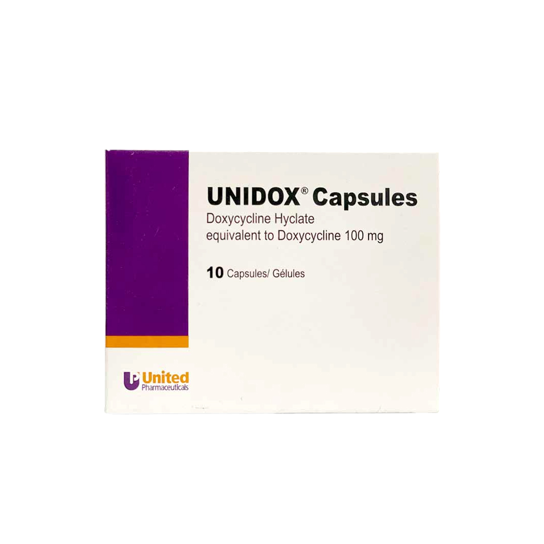 Unidox Capsule 10.s product available at family pharmacy online buy now at qatar doha