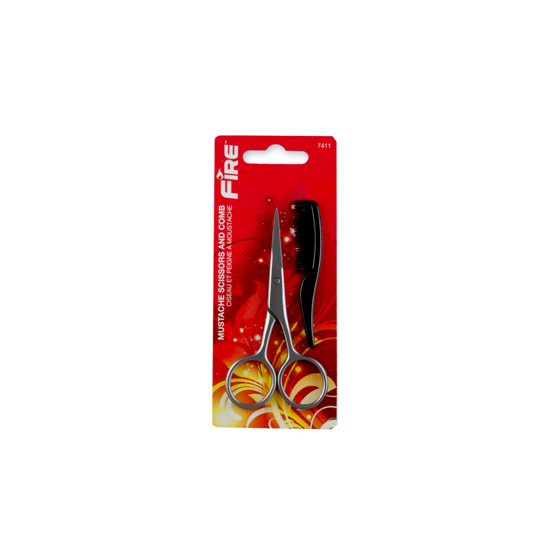 Fire Mustache Scissors And Comb#7411 Available at Online Family Pharmacy Qatar Doha