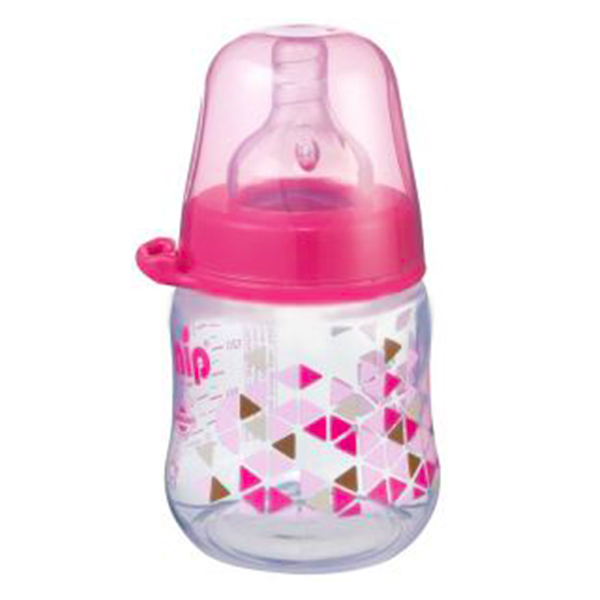 buy online 	Feeding Bottle Plastic W/Silic Teat - Babico Pink Train 150 Ml  Qatar Doha