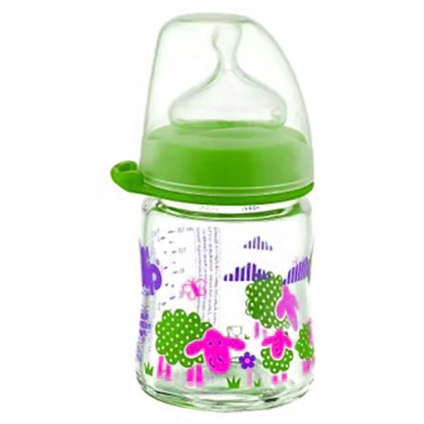 buy online 	Feeding Bottle Plastic W/Silic Teat - Babico Green Rect 260 Ml  Qatar Doha
