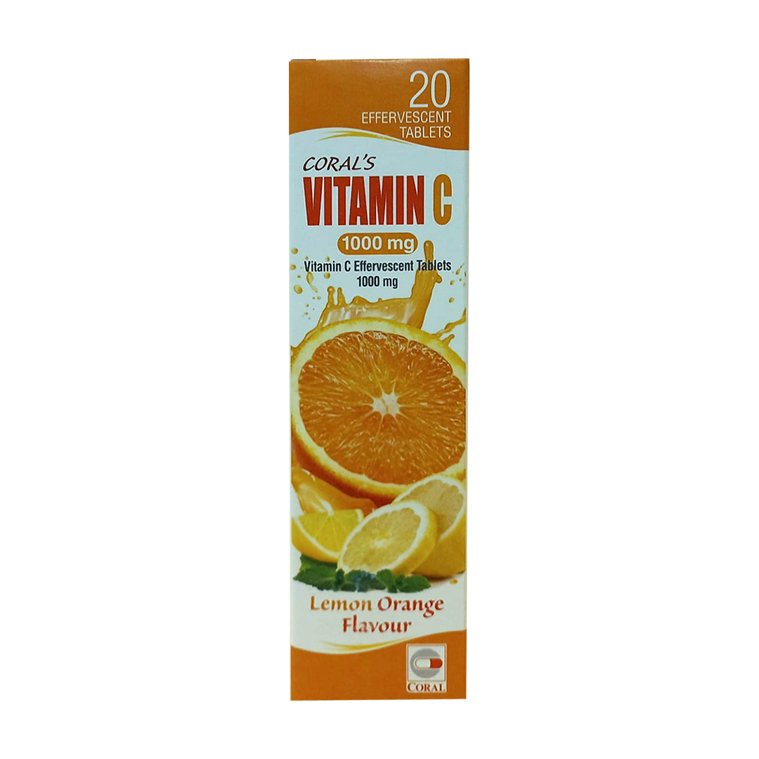 CORAL VIT C 1000MG EFFWRVESENT TAB 20'S product available at family pharmacy online buy now at qatar doha