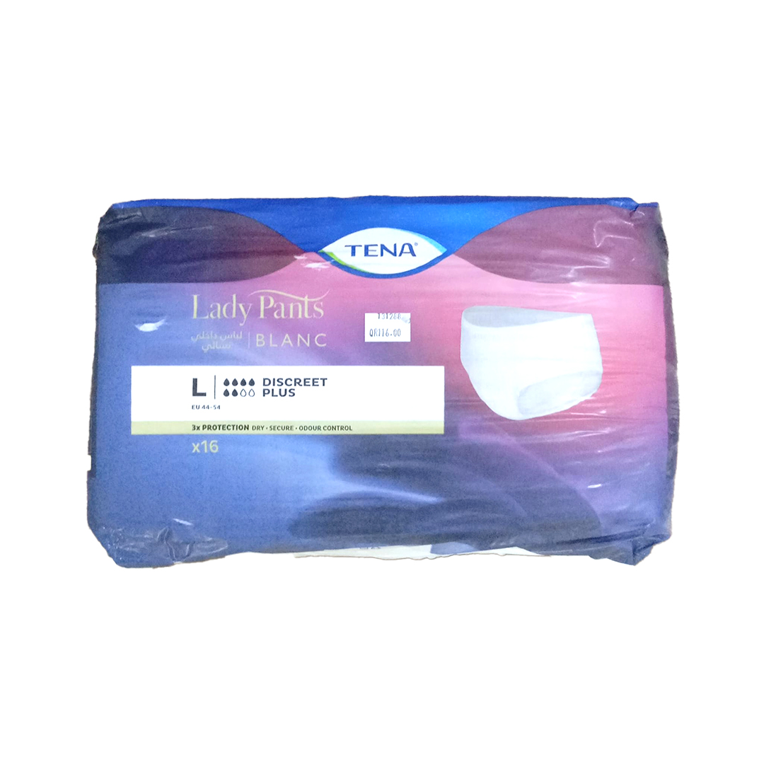 Tena Lady Pants (large) Discreet Plus Adult Diapers- 16.s product available at family pharmacy online buy now at qatar doha