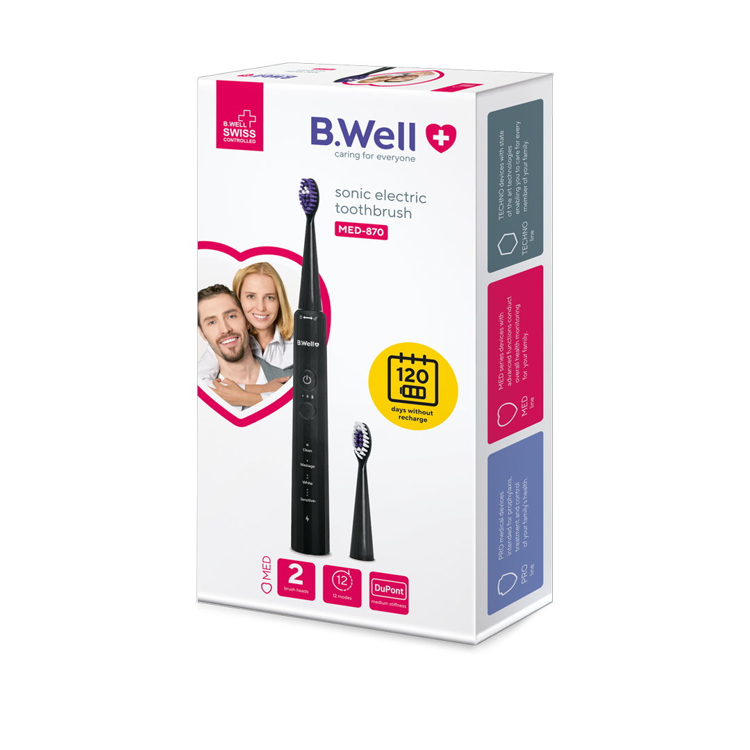 B.WELL med-870 black electric sonic toothbrush product available at family pharmacy online buy now at qatar doha