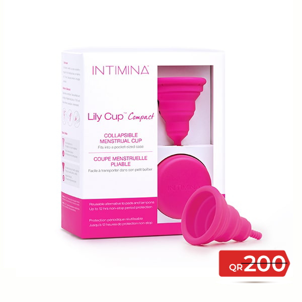 Lily Cup Compact Collapsible  Menstrual Cup [Size B] 20339  Intimina  Offer Available at Online Family Pharmacy Qatar Doha
