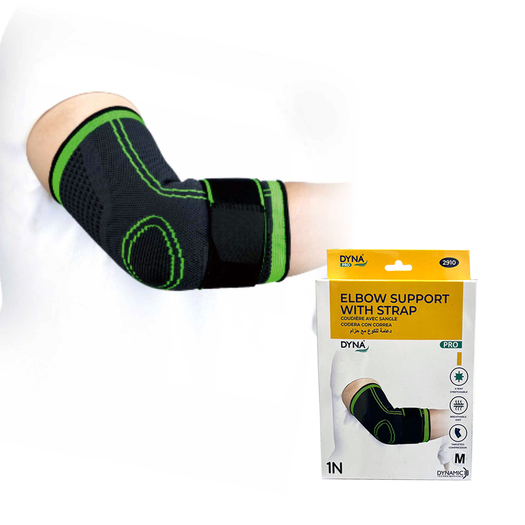 Elbow Support With Strap Grey/green (xl) -dyna Pro Available at Online Family Pharmacy Qatar Doha