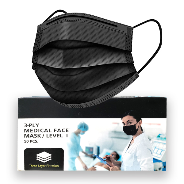 buy online Face Mask 3Ply Non Woven -Black(Medical) 50'S-Lrd Offer 1  Qatar Doha