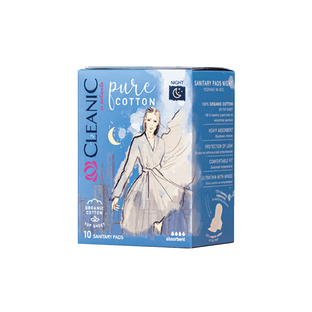 Cleanic Organic Cotton Night Sanitory Pads product available at family pharmacy online buy now at qatar doha