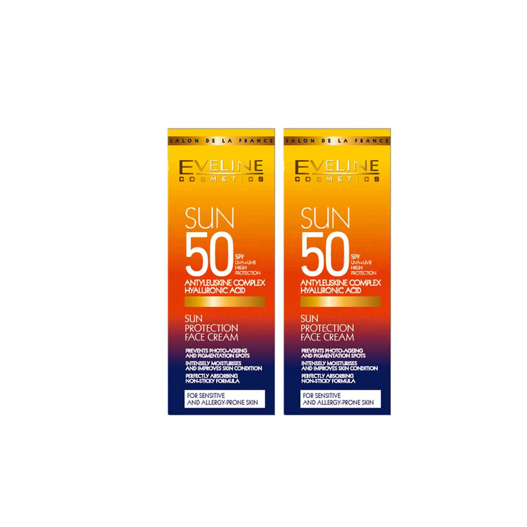 buy online Eveline Sun Protection Spf50 Face Cream 50Ml 2'S(1+1Offer) 1  Qatar Doha