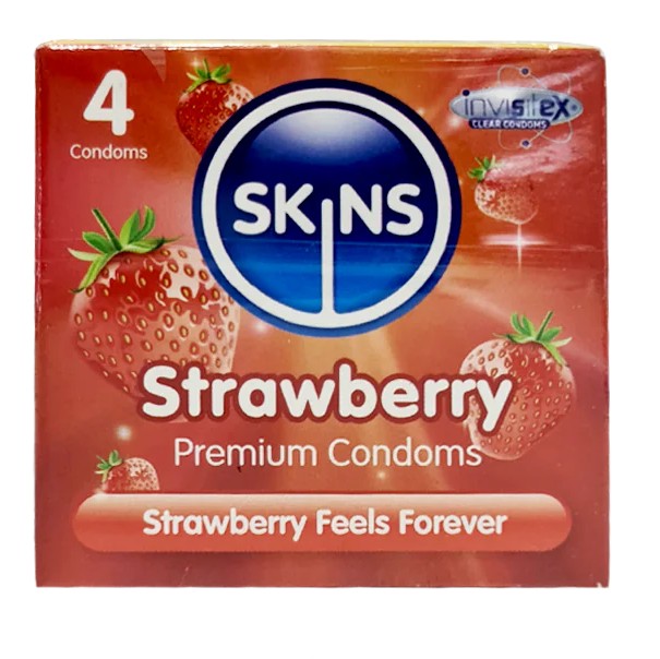 buy online Skins strawberry flad lubricated Condoms 4.s 1  Qatar Doha