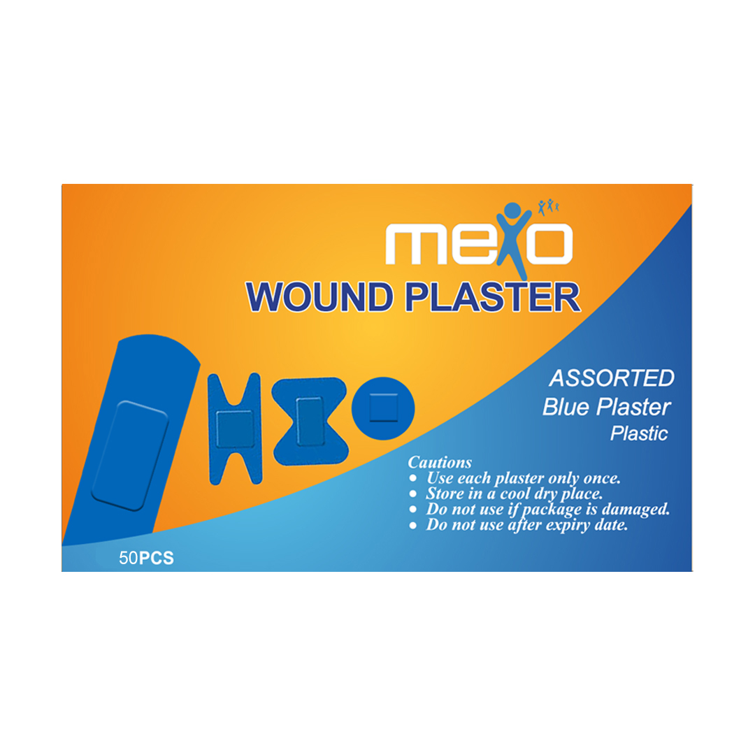 Mexo Pe Wound Plaster Blue(72*19 Mm)-assorted-50.s -trustlab product available at family pharmacy online buy now at qatar doha