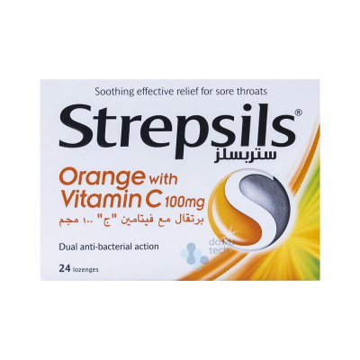 shop now Strepsils Orange With Vit-C 100 Mg Lozenges 24'S  Available at Online  Pharmacy Qatar Doha 