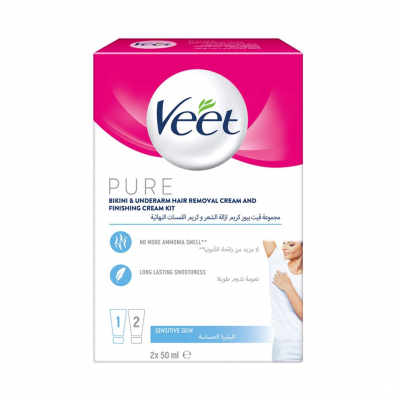shop now Veet Pure Bikini &Underarm Hair Removal Cream 100Ml  Available at Online  Pharmacy Qatar Doha 