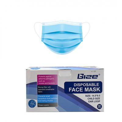 shop now Face Mask Kids-3Ply Earloop ( Blue )-50'S- Mx-Lrd  Available at Online  Pharmacy Qatar Doha 