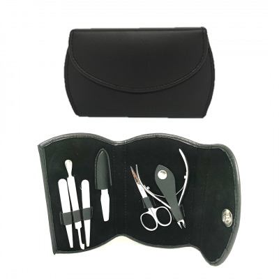 shop now Manicure Kit [6 Pcs] Artificial Leather Black [bse-1717] - Mexo  Available at Online  Pharmacy Qatar Doha 
